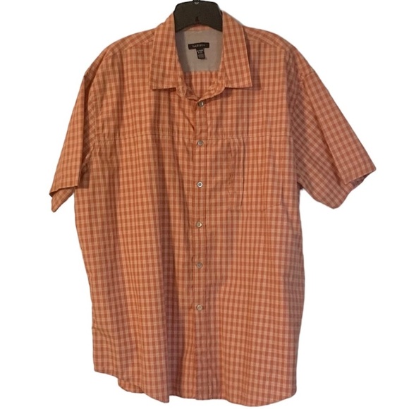 Van Huesen Orange Plaid Casual Button Down Shirt, [Sz XXL 18-18.5] **FLAW NOTED* - Picture 1 of 10